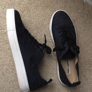 NAVY BLUE Karl Lagerfield canvas sneakers